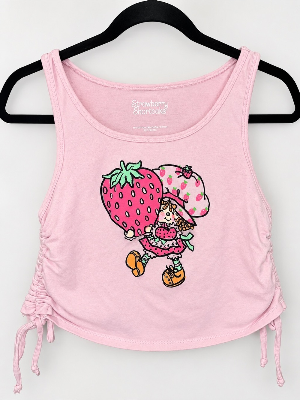 Strawberry Shortcake Pink Girls Graphic Tank with Side Ruching